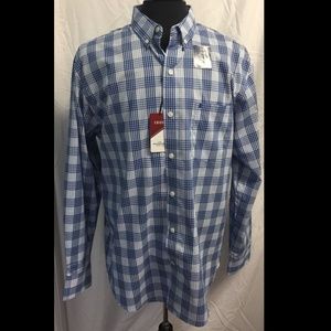 Izod Blue Plaid Long Sleeve Button Up Shirt